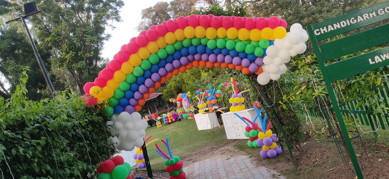 Rainbow Balloon Entrance Arch Setup