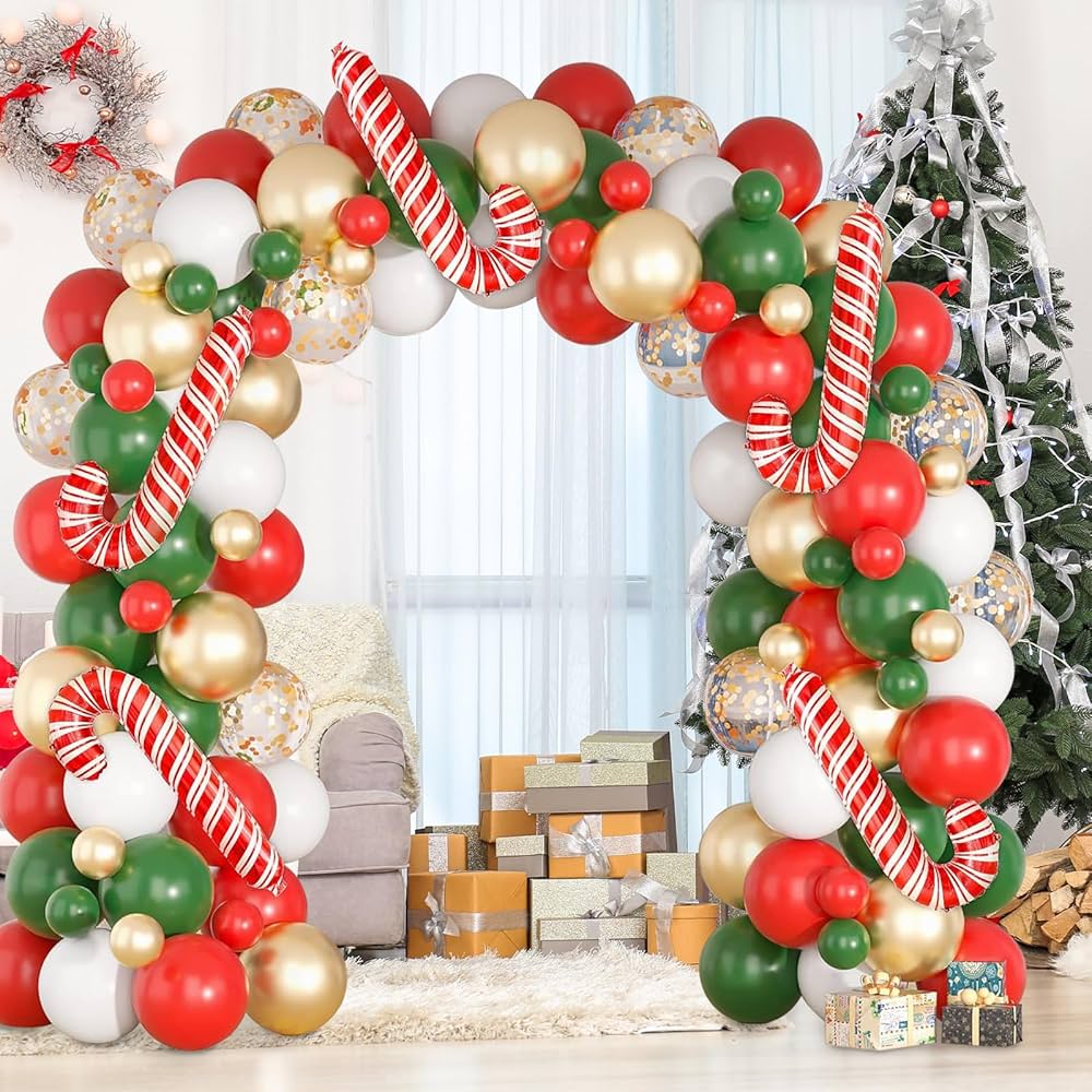 Candy Cane Christmas Balloon Arch Setup